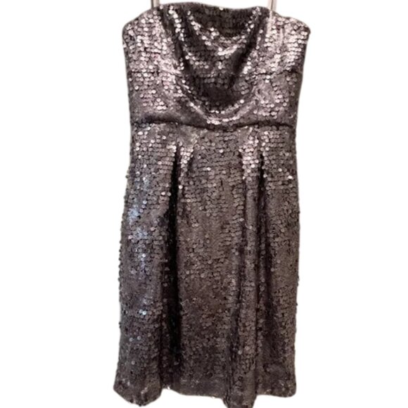 NWT BCBG BCBGMaxazria Lilac Metallic Sequins Holiday Party Strapless NYE Dress 2 - Picture 4 of 4